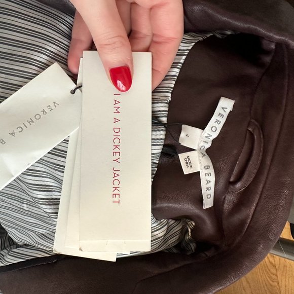 NWT Veronica Beard Gail Dickey Leather Blazer Jacket Notch Lapel Sz 4 in Oxblood - Picture 3 of 13